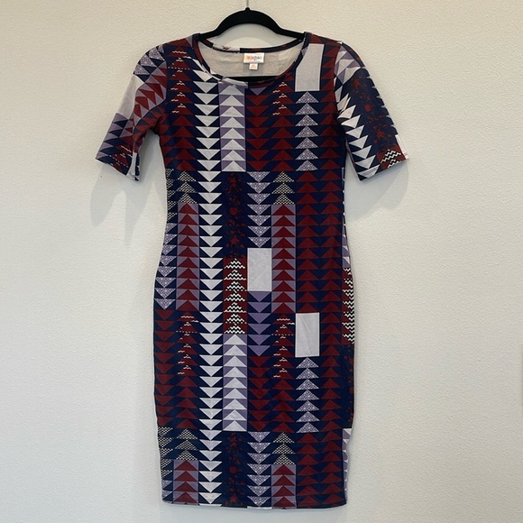 LuLaRoe Simply Comfortable Dress Womens Short Sleeve Midi Multicolor Size XS - Picture 1 of 7